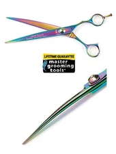 MASTER GROOMING TOOL 440C STAINLESS STEEL Alloy Rainbow CURVED 7.5"SHEAR SCISSOR