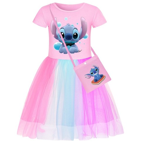 Girls Lilo & Stitch Print Rainbow Dress Skirt Birthday Party Princess Dress UK - Picture 2 of 23