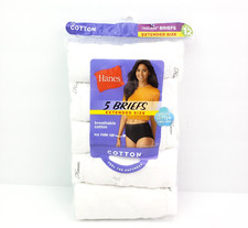 Hanes Womens Sz 12 Extended Sizes White Cotton Tagless Briefs Underwear 5 Pack