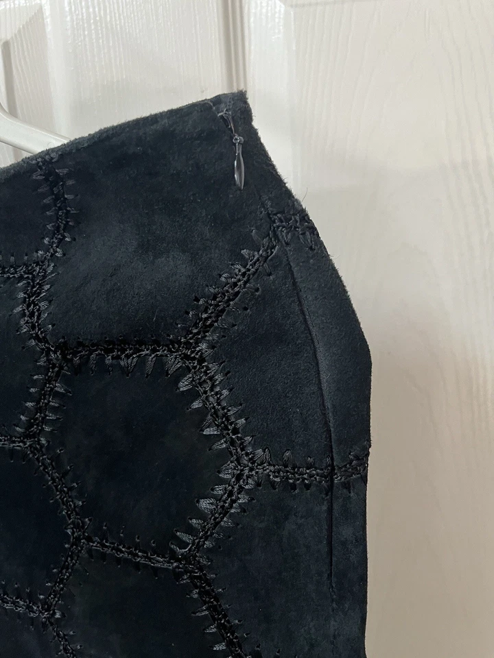 Danier Black Suede Real Leather Patchwork Maxi skirt size 8 #116 - Image 3 of 4