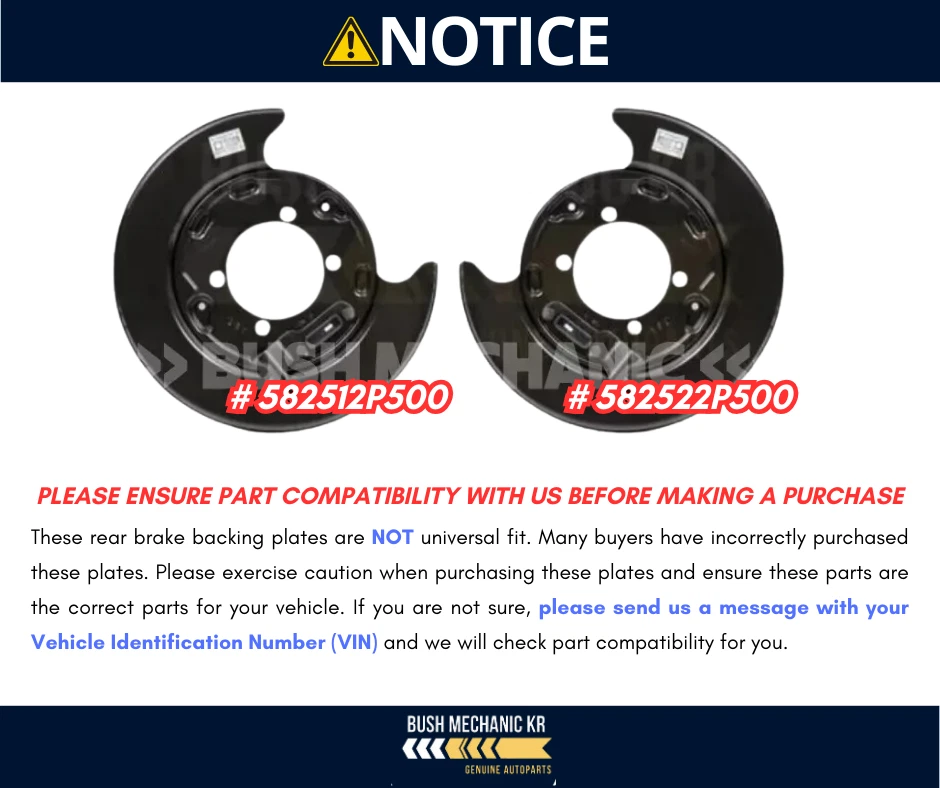 GENUINE OEM Hyundai Kia Rear Brake Backing Plate LH RH 582512P500 582522P500 - Image 2 of 4