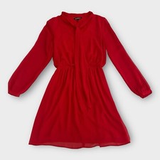 Express Womens Dress XS Tie Neck Red Festive Lovecore Valentines Business Casual