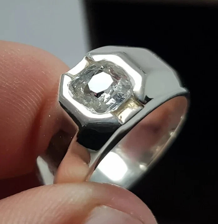 Unheated Untreated 2.01 carats White Sapphire Ring Ceylon Sri lanka Mens gifts