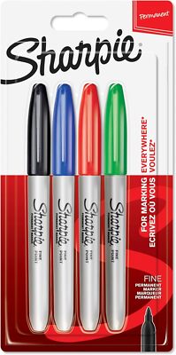 SHARPIE Permanent Marker, Feine Spitze, gemischte Farben, 4 Stk.
