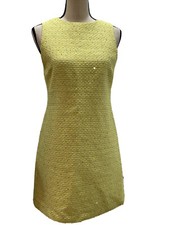 ALICE+OLIVIA Clyde Sequin Embellished Neon Bouclé Tweed Dress Zip Back Size 4