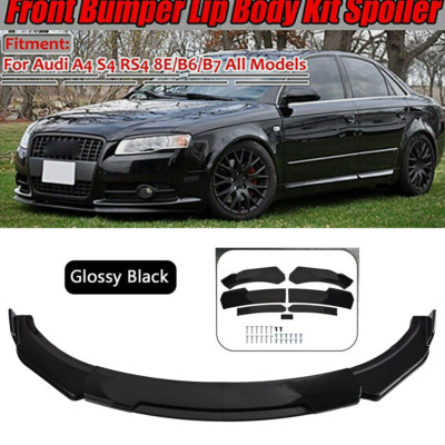 Front Bumper Lip Chin Splitter Spoiler Glossy Black For Audi A4 S4 A5 8E B6 B7
