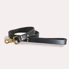 Amish Handcrafted Leather Dog Leash, 3/4 in W, Solid Brass fittings, Very Strong