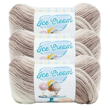 (3 Pack) Lion Brand Yarn 923-212R Ice Cream Baby Yarn, Coffee