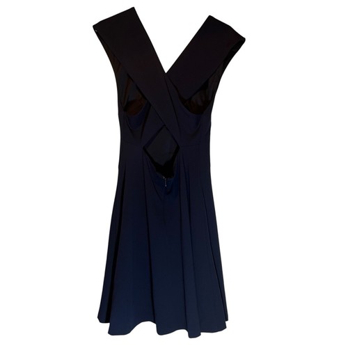 Betsey Johnson dunkelblau V-Ausschnitt Midikleid gekreuzter Rücken ärmellos Stretch 10 - Bild 6 von 8