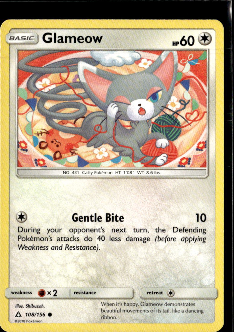 Pokemon Glameow 108/156 Ultra Prism Non Holo Common  5 Card Lot