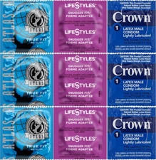 60 Small Snugger Tight Fit Lubricated Bulk Condoms Sampler Pack