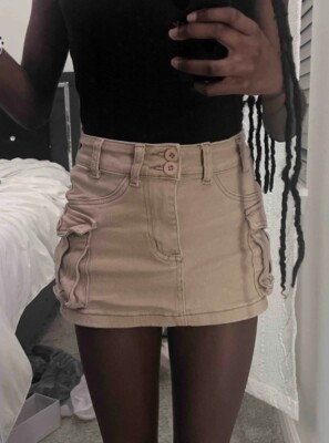 Flap Pocket Side Cargo Denim Skirt