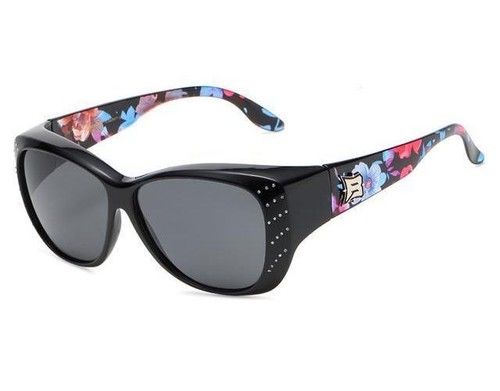 Womens Rhinestone Polarized Sunglasses Fit Over Prescription Glasses Wrap Ladies - Picture 5 of 6