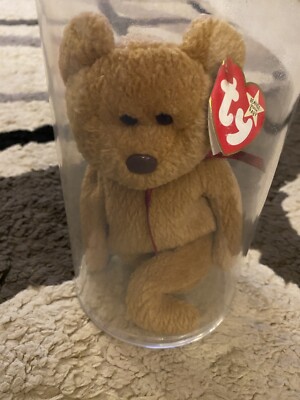 Rare Mint Ty Beanie Babies Curly with Brown Nose The Bear Plush