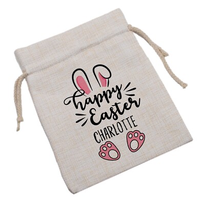 Personalisiert mit Namen rosa Kaninchen Happy Easter Egg Leckerbissen Tasche