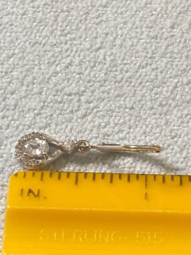 .925 Sterling Silver 22 count White Zircon Drop/Dangle Earrings Leverbacks - Picture 9 of 10