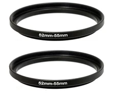 (2 Pcs) 52-55mm 52mm to 55mm Metal Step Up Lens Filter Ring Adapter US Seller