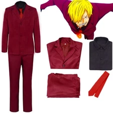 Cosplay Pirates Sanji Costume Red Uniform Suit Chef Sanji Outfit