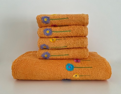 Italian Elegant Set of Bath Towels 100%Cotton Margarita Flower by Donna-Besana - Picture 17 of 18