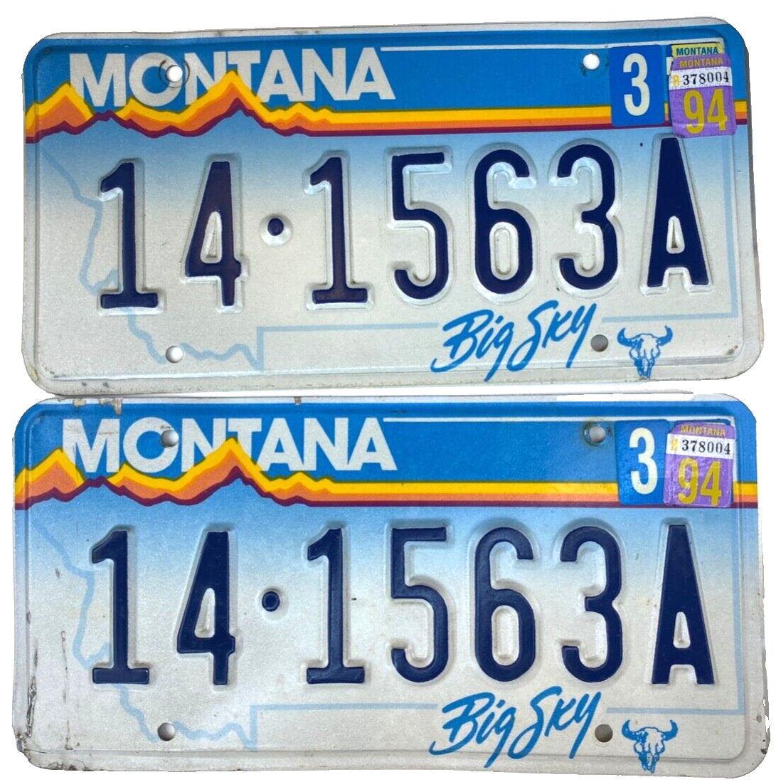 Montana 1994 License Plate Auto Set Custer Co Man Cave Vintage Decor ...