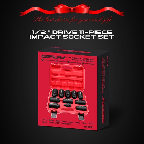 11-Pieces 1/2 Drive Deep Impact Socket Set Metric Size Wheel Axle Nut Wrench - Picture 8 of 9