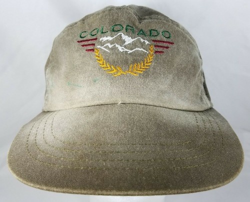 Colorado Split Bar Hat 7 Panel Leather Strapback Oakleaf Cap Distressed Worn - Picture 4 of 11