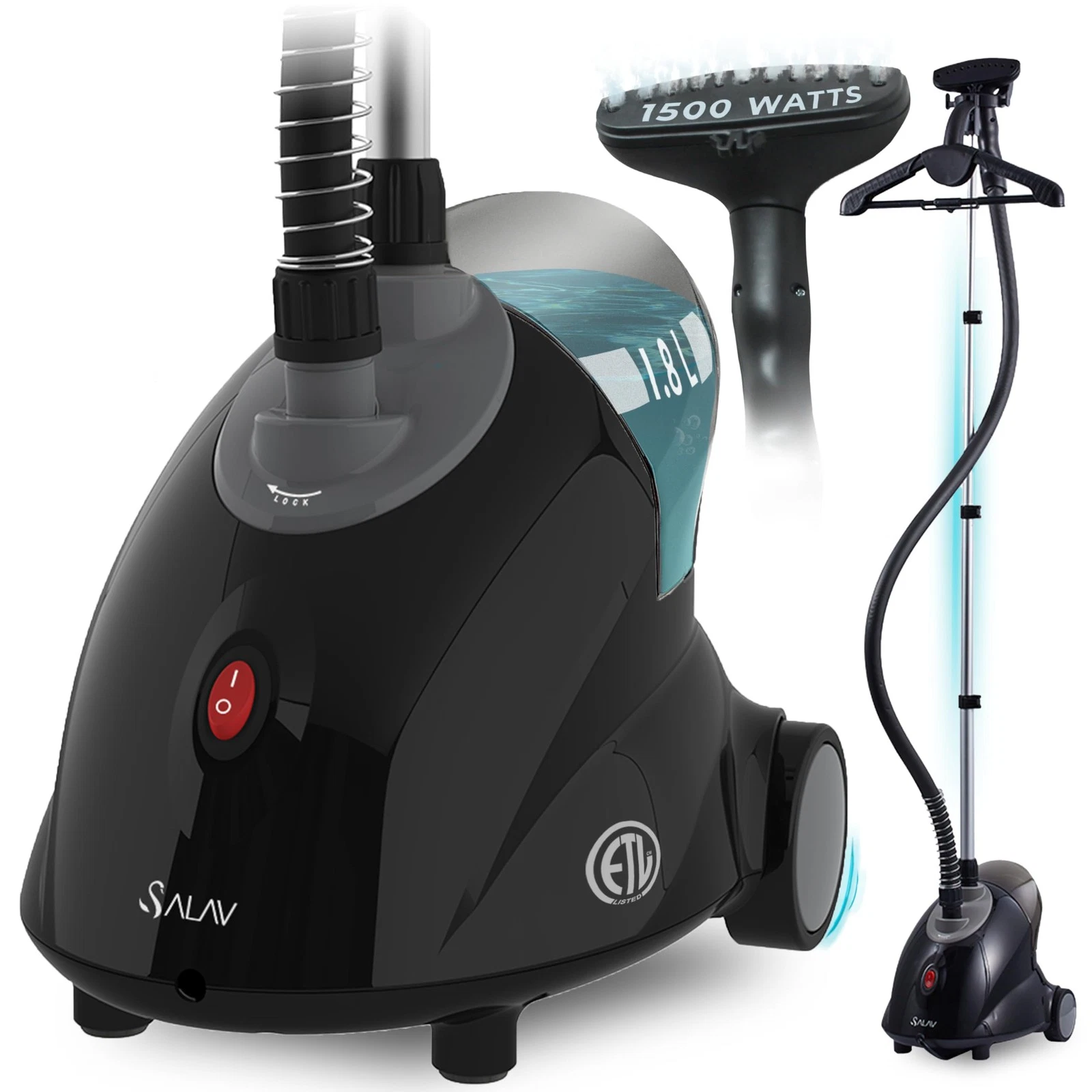 SALAV GS18-DJ Standing Garment Steamer with Wheels for Easy Move, 1.8L Water -m