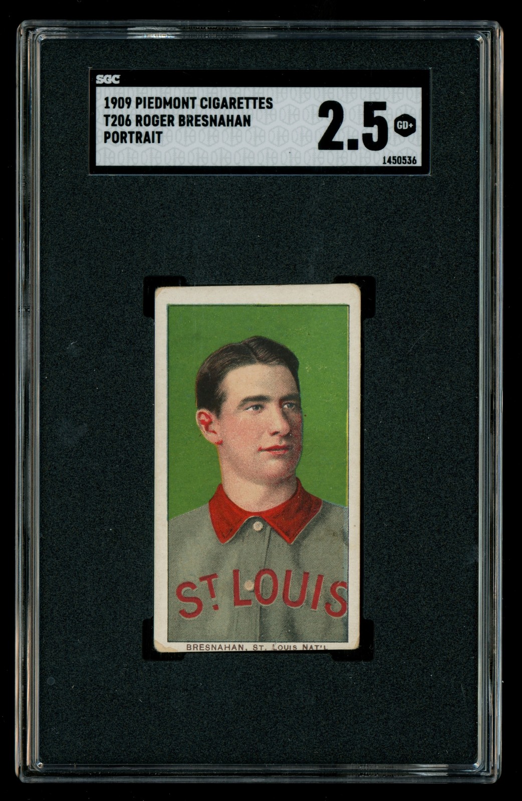 1909 T206 Piedmont 150 Roger Bresnahan Portrait St. Louis Cardinals HOF SGC 2.5