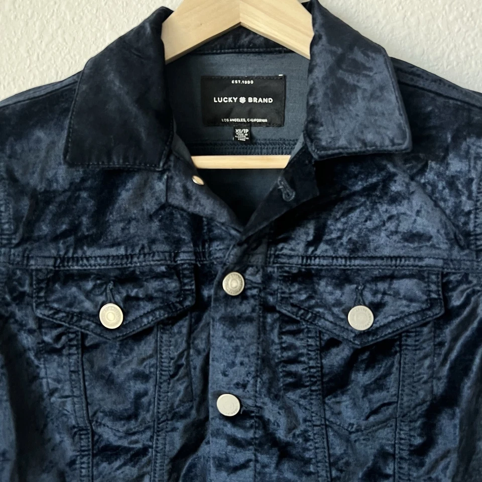 Chaqueta vaquera de terciopelo azul marino Lucky Brand XS Foto 3 de 4