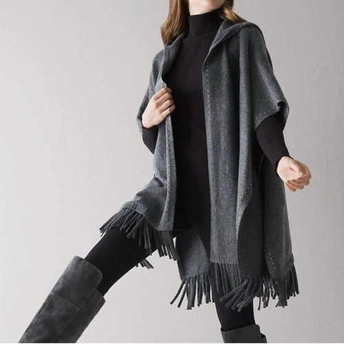 White House Black Market Hooded Ruana Heather Gray OS NWT | eBay