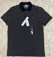 Calvin Klein Liquid Touch Men's Striped Polo Black/White Short Sleeve Size S