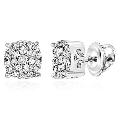 Runde Cluster-Ohrstecker 0,15 kt natürlicher Diamant 10 K Gold weiße Rose 5 mm
