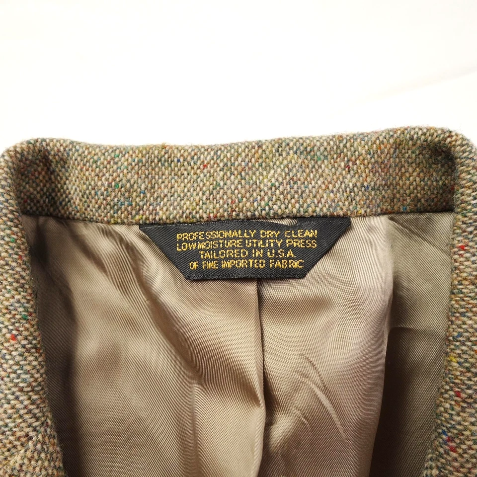 Vintage J Press Sport Coat Mens 44L Brown Tweed Rainbow Fleck Presstige Jacket - Image 4 of 4