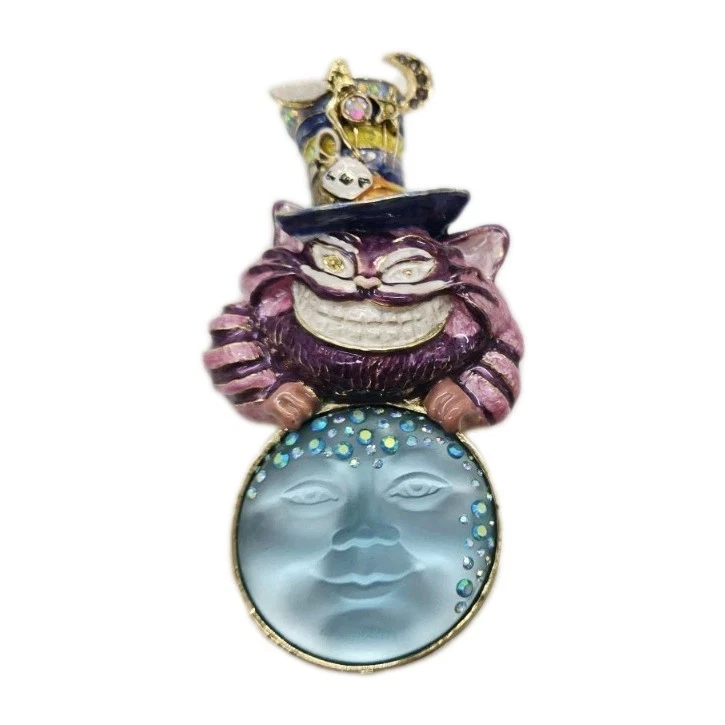 Broche Sombrero Kirks Folly Cheshire Gato Sombrerero Vista Mar Luna Alicia País de las Maravillas Colgante Foto 3 de 4
