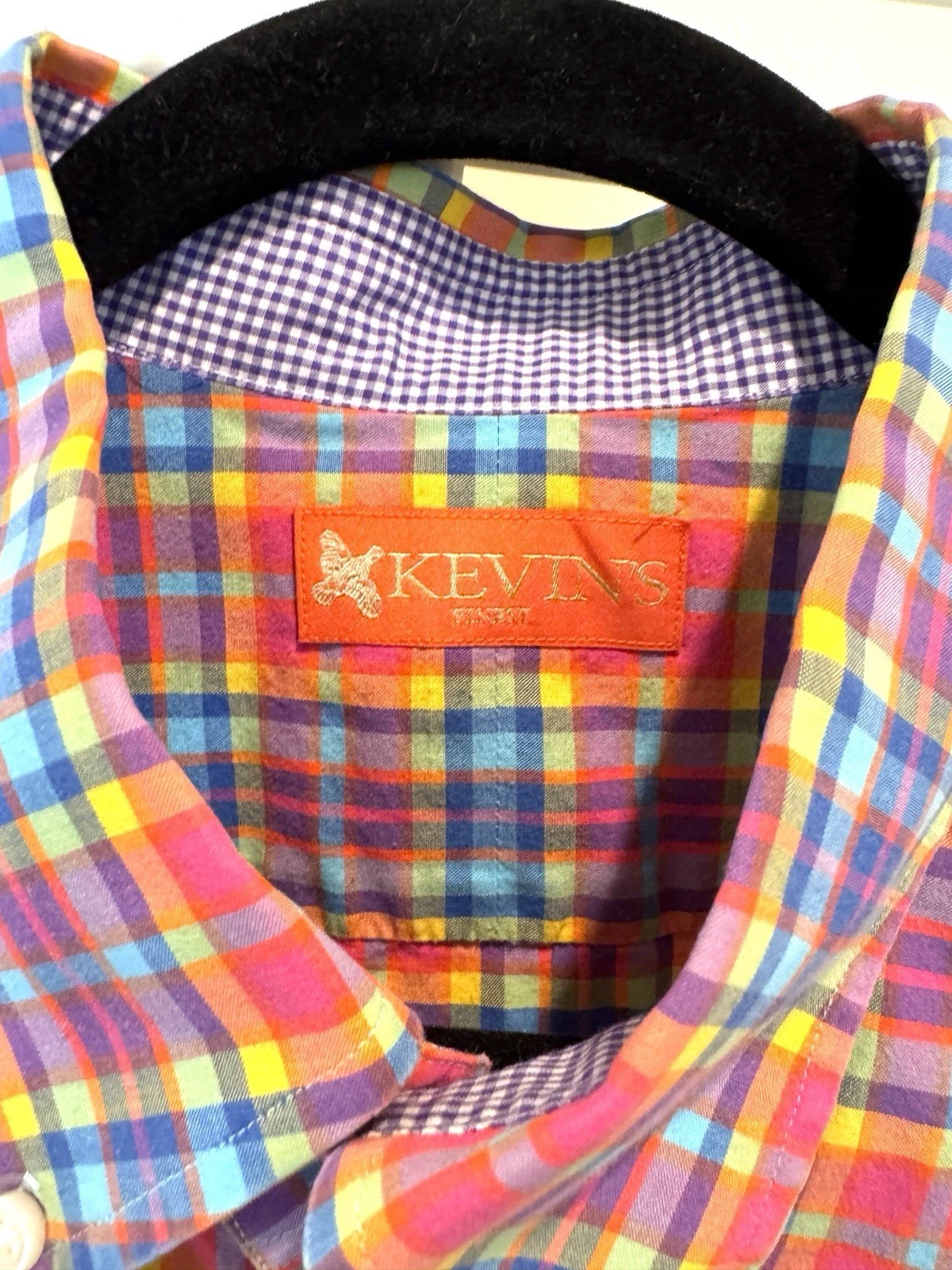 Kevin's Plantation Men Shirt Long Sleeve Plaid Flip Cuff Size XXL Cotton