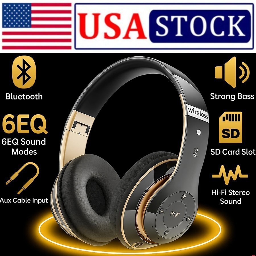 Wireless Headphones Bluetooth Noise Cancelling Stereo Earphones Over Ear Headset