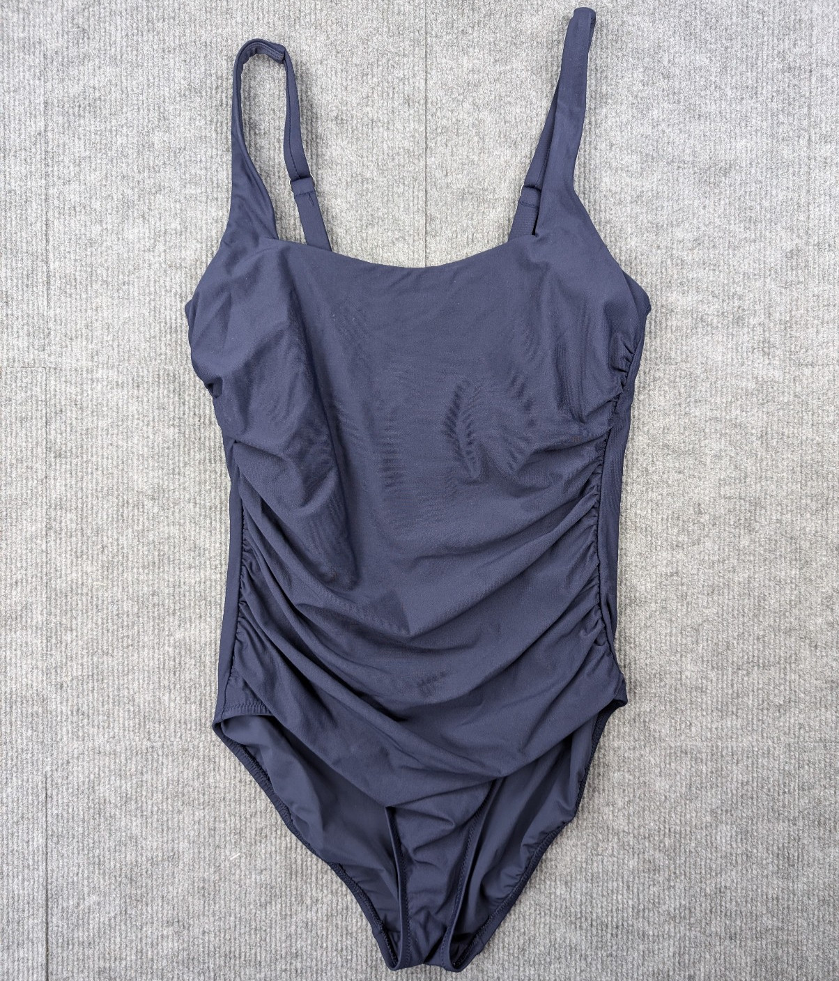Athleta One Piece Swimsuit Womens Medium Blue Ruched Minimal Classic Adjustable