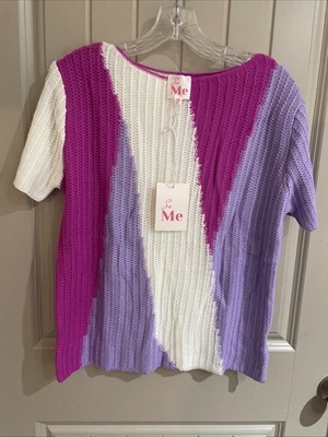 So Me Medium Purple And White Sweater Top