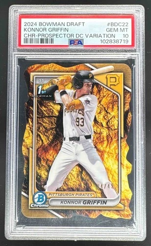 Konnor Griffin 2024 Bowman Chrome #BDC-22 Prospector's Die Cut 1st RC /49 PSA 10