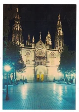 VINTAGE 1950-1960 ARUCAS GRAN CANARIA CATHEDRAL AT NIGHT POSTCARD