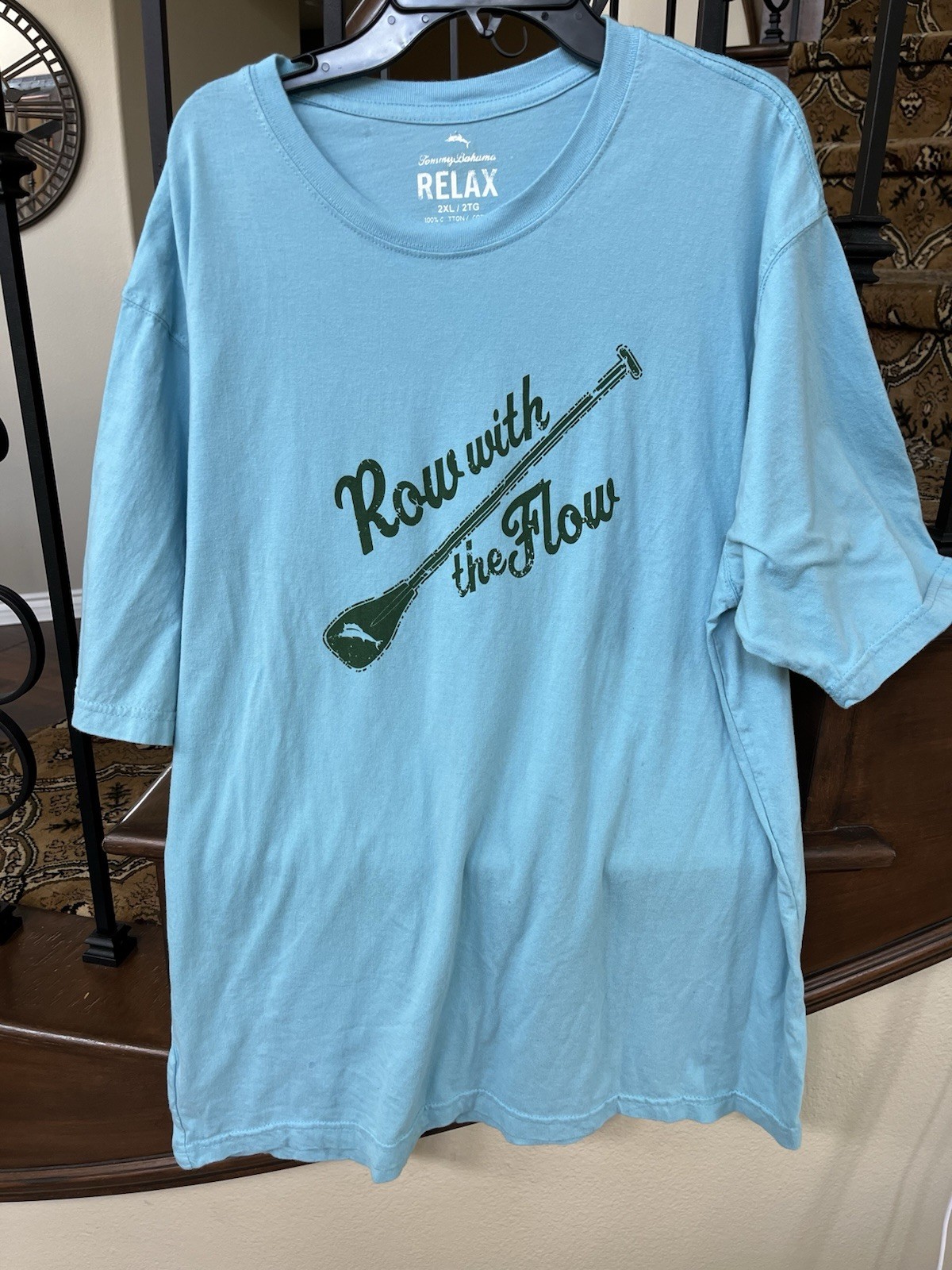 T shirt manica corta TOMMY BAHAMA blu cielo FILA CON IL FLUSSO. Tg. 2XL