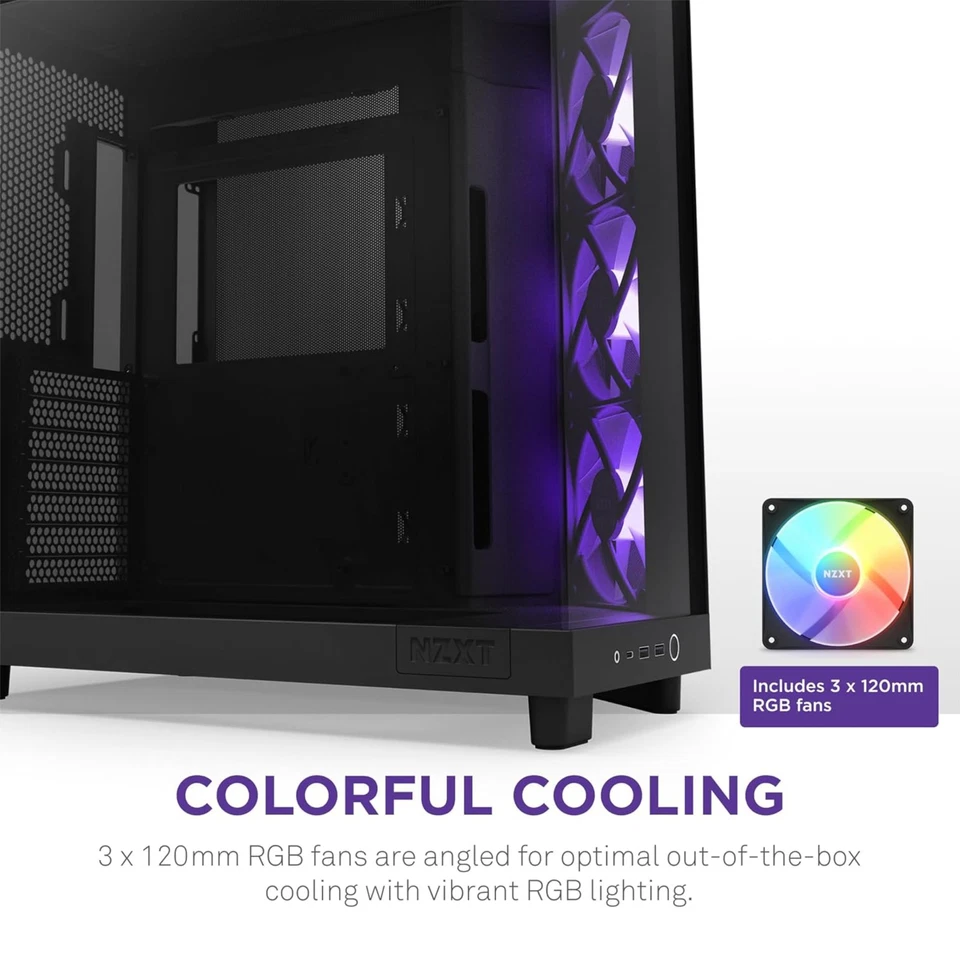 NZXT H6 Air Flow Midi Tower Mini-ITX | Micro-ATX | ATX RGB Black PC Case - Image 3 of 4