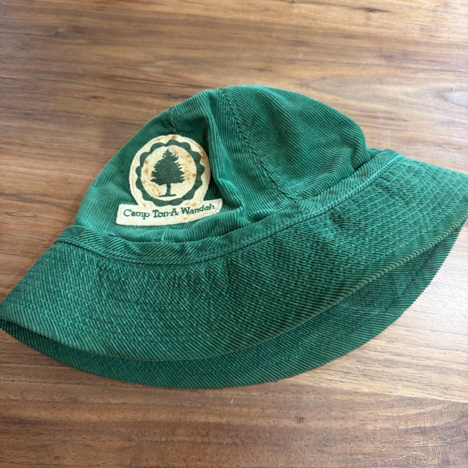 Vintage Champion Camp Ton-A-Wandah Green Bucket Hat USA Camp Cap Medium
