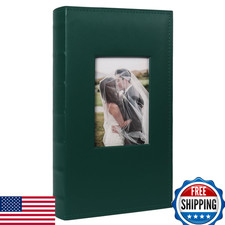RECUTMS 4x6 Photo Album - Leather Cover, 300 Horizontal Photos, Dark Green