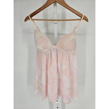 Gilligan  O'Malley Womens Sz M Babydoll Nightie Nightgown Light Pink Floral