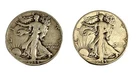 1944-S & 1945-P Walking Liberty Silver Half Dollars, 50c, Lot of 2, 90% Silver
