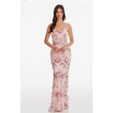 Dress The Population Giovanna Floral Ruffle Mermaid Gown Dress Pink Size XS NWT