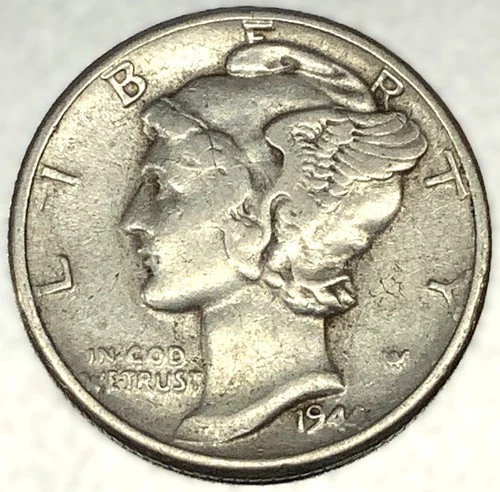 1944-P Mercury Dime 10c Good Circulated Condition 90% Silver US Coin - 3281