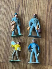 4 Vintage Barclay Manoil Lead Railroad Train Figure Lot Black Porter Newspaper