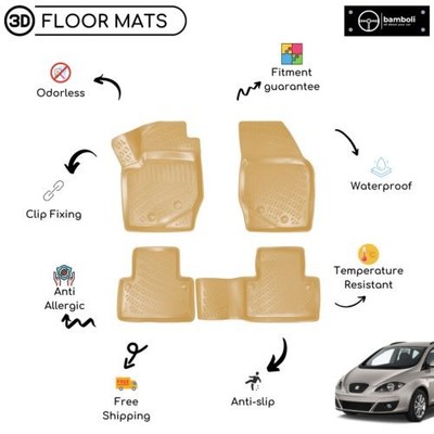 Vehicle Specific Rubber Beige Floor Mat for Seat Altea